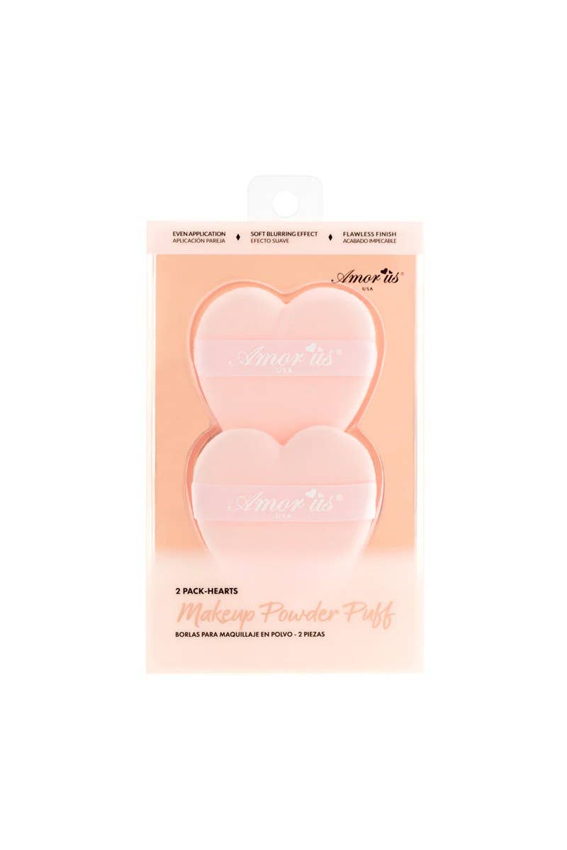 Pink Heart Makeup Powder Puff Set of 2