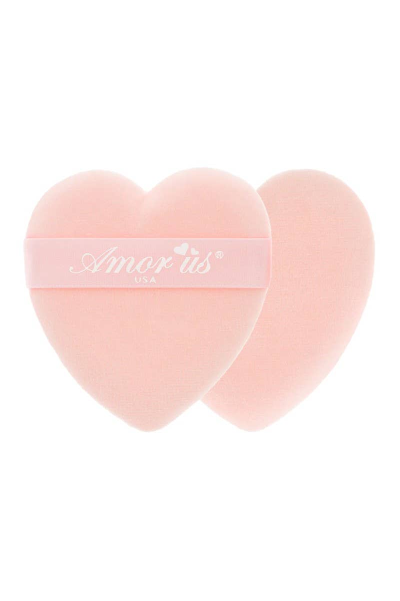 Pink Heart Makeup Powder Puff Set of 2